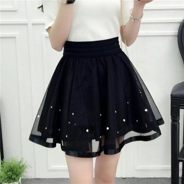 2024 Summer New Arrival Puff Mini Tutu Lace Tulle Skirt High Waist Black Skirt Pleated Skirt 4 Sizes Available Free Shipping