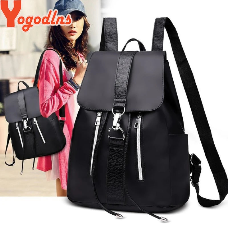 Yogodlns Women Backpack Preppy Style Back Bags for Teenage Girls Fashion Bag New Design Nylon Backpack Waterproof Rucksack