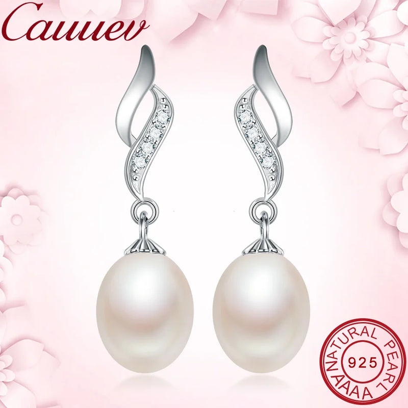 AAAA High quality Natural pearl long drop earrings 2023 Hot selling 925 sterling silver jewelry for women 5 colors Sale Price