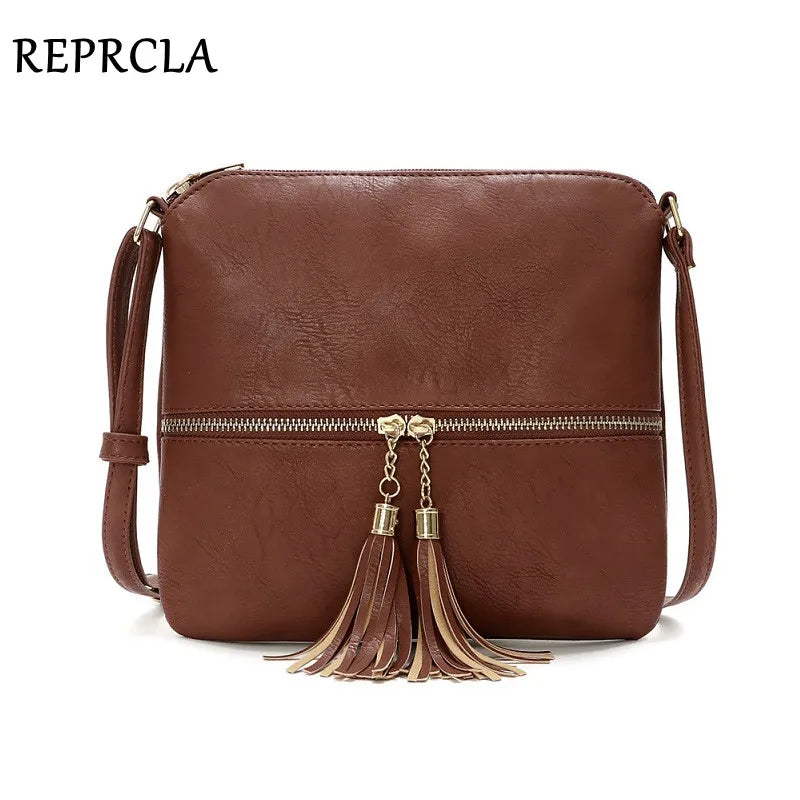 REPRCLA Fashion Tassel Women Bag PU Leather Flap Shoulder Messenger Bag Luxury Handbag Designer Crossbody Bags for Women bolsa