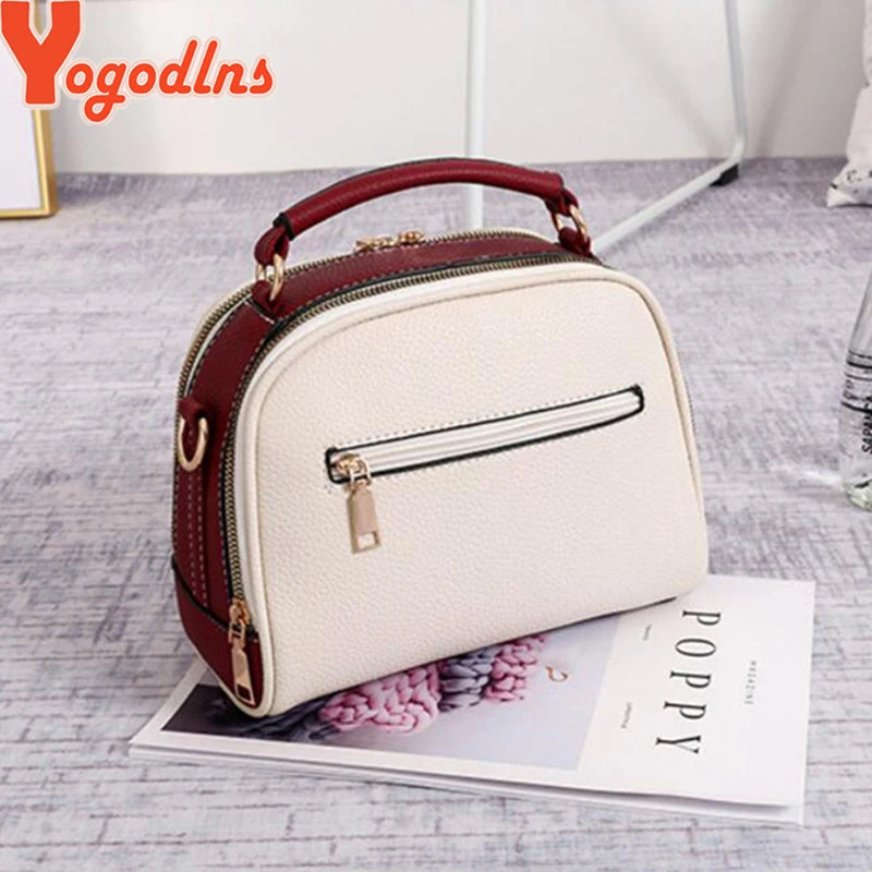 Yogodlns Fashion Stitching Shoulder Bag Women PU Leather Handbag Luxury Crossbody Bag New Chains Square Bag Lady Purse sac main