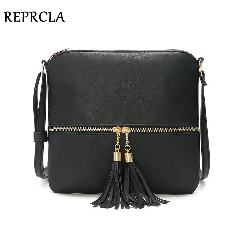 REPRCLA Fashion Tassel Women Bag PU Leather Flap Shoulder Messenger Bag Luxury Handbag Designer Crossbody Bags for Women bolsa