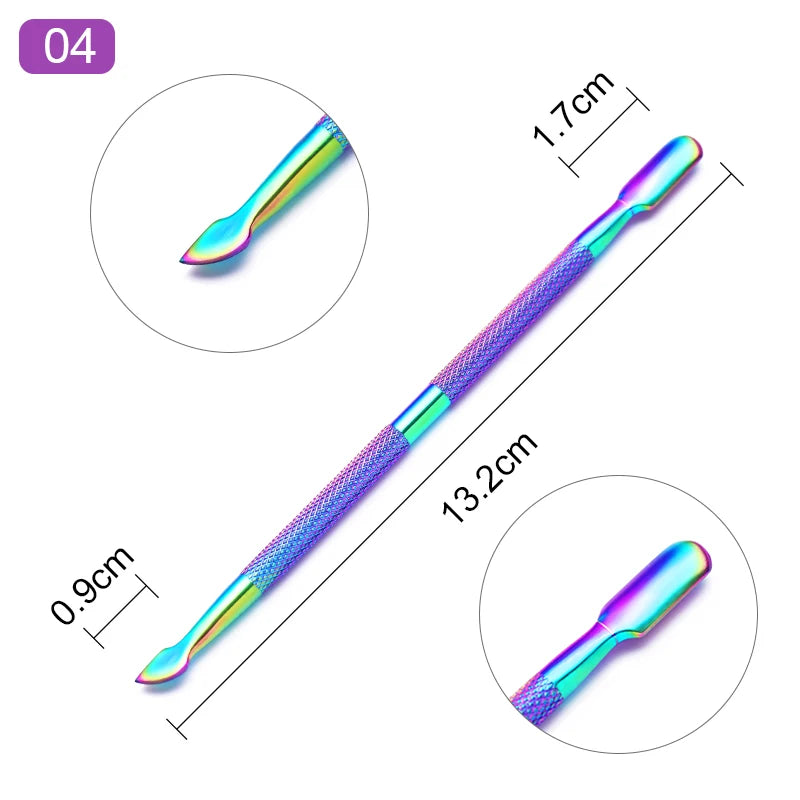 1pcs Double-ended Stainless Steel Cuticle Pusher Dead Skin Push Remover For Pedicure Manicure Nail Art Cleaner Care Tool