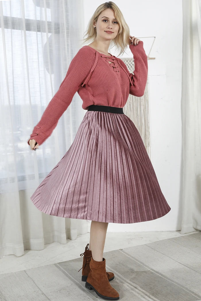 New Winter Autumn High Waist Skirt Skinny Female Velvet Skirt Long Pleated Skirts Women Korean Ladies Harajuku Vintage Skirt