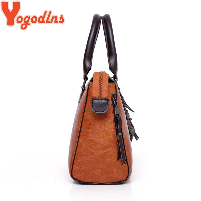 Yogodlns Fashion handbag luxury solid color female vintage designer handbags card four-piece shoulder bag Messenger bag wallet