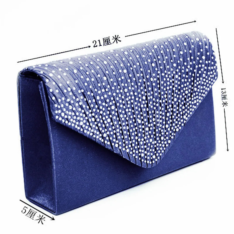 Ladies Satin Clutches Evening Bags Crystal Bling Handbags Wedding Party Purse Envelope Fashion Womens Bags Wallet Clutch Bag Hot