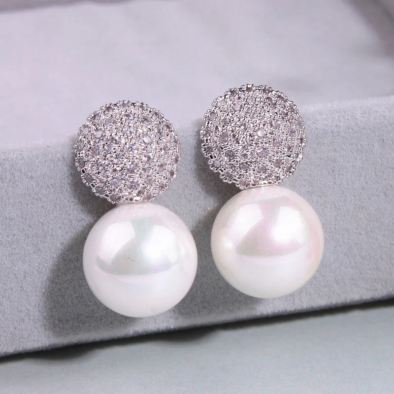 2023 Fashion Wedding Pearl Jewelry Accessories Party Pearl Earrings Elegant Crystals Stud Earrings For Women Female Gifts E1713