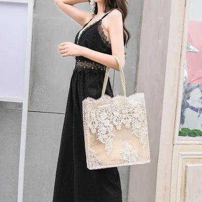 NEW Lace Ladies Handbag Summer Beach Wedding Bridal Party Hand Bag Bolsa Feminina Women's Shoulder Bag Shopping Bag