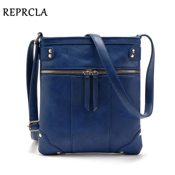 REPRCLA European Vintage Women Bag Double Zipper Women Messenger Bags High Quality PU Shoulder Bag Crossbody 9L33