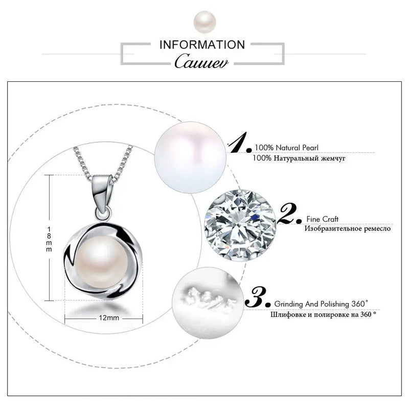 925sterling silver necklace pendant for women genuine 100% real AAAA high quality Natural freshwater pearl pendant  jewelry8-9mm