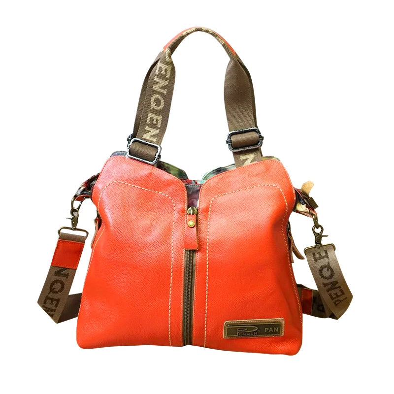 2024 new original Women handbags female fashion crossbody bag printing shoulder canvas bag portable slung genuine leather bags