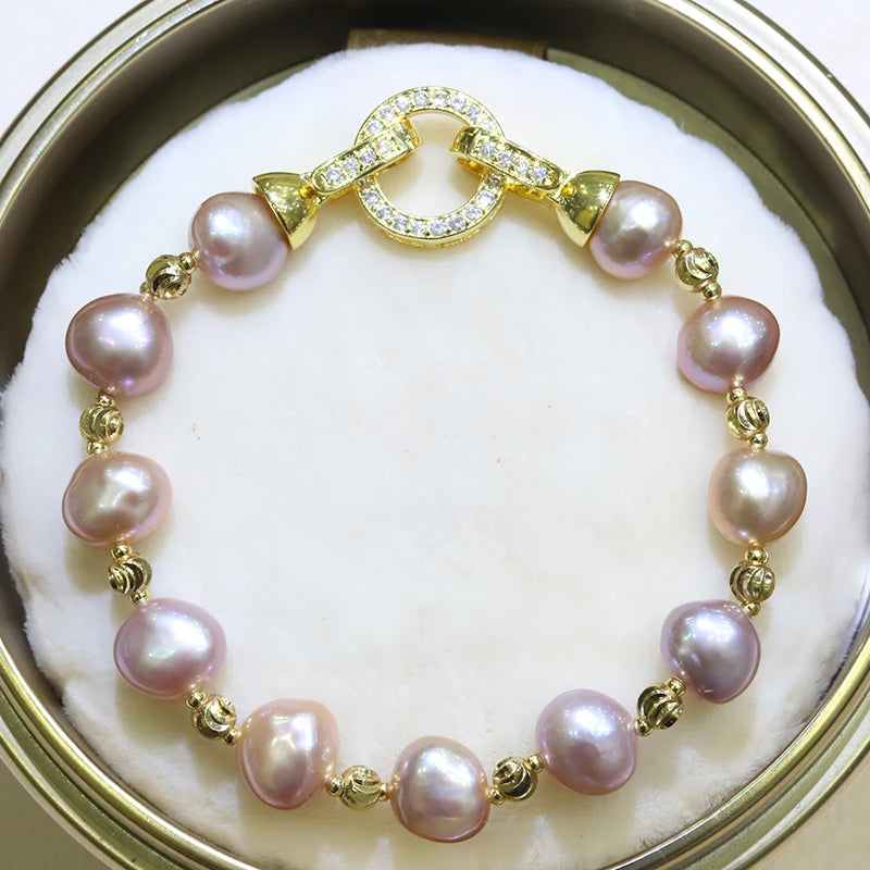 BaroqueOnly High Quality Natural Freshwater Pearl Bracelets ROUND CLASP mixed-colour irregular Pearl Jewelry customizable HD