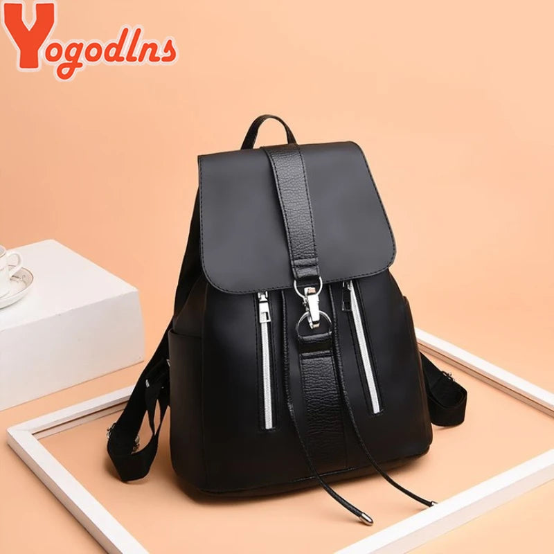 Yogodlns Women Backpack Preppy Style Back Bags for Teenage Girls Fashion Bag New Design Nylon Backpack Waterproof Rucksack