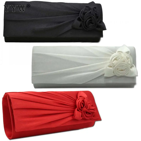 YYW Silk Women Evening Party Bags Clutch Beautiful Flower Shoulder Badg With Chain Luxury Handbags Purse Crossbody Bags Female