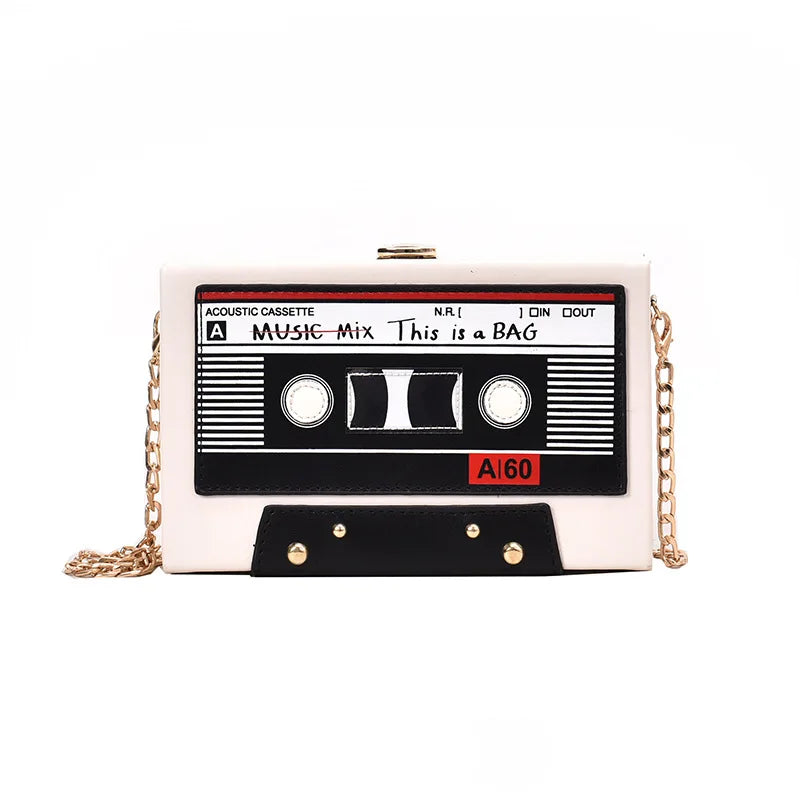 Women Shoulder Bag New Tape Recorder Women's Bags Cute Funny Cartoon PU Leather Chain Crossbody Bag Female Day Clutches Bag C172