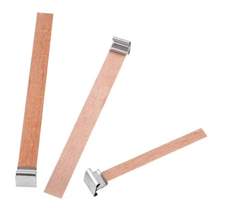 30pcs Wooden Candle Wicks Candle Making Set Wicks with Clip Base  Naturally Smokeless Wood Core for DIY Candle Jar Making Tools