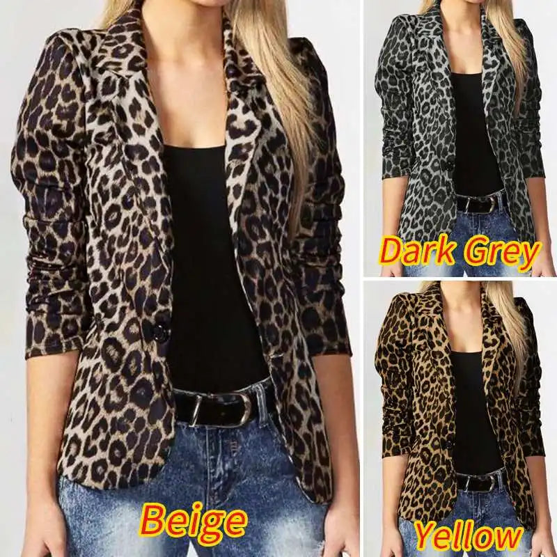 ZANZEA Oversized Button Up Outwears Women OL Blazer Fashion Ladies Office Suits 2023 Spring Summer Female Leopard Lapel Coats