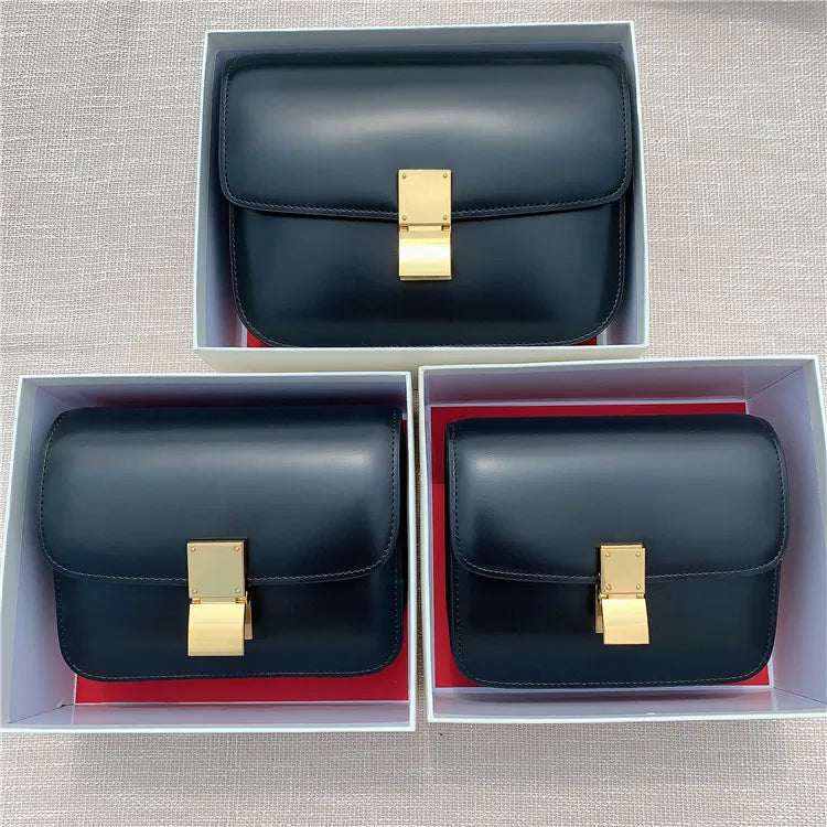 Fashion Genuine Leather Handbags Tofu Bag Box Bag 2023 Luxury Shoulder Messenger Flight Attendant Bag Retro Simple Women Bag