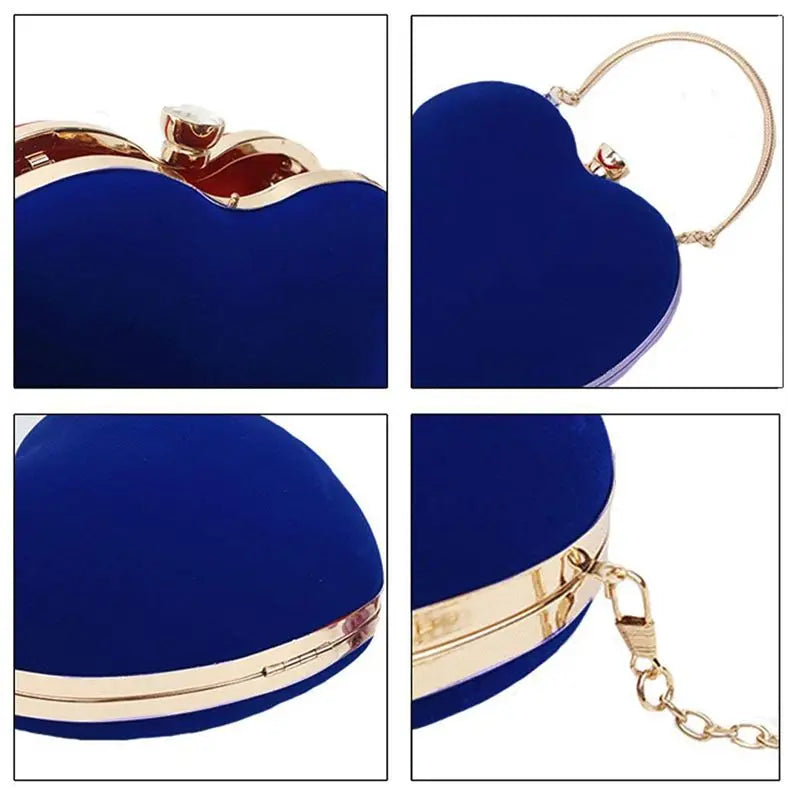 NEW-Heart Shape Clutch Bag Messenger Shoulder Handbag Tote Evening Bag Purse,blue