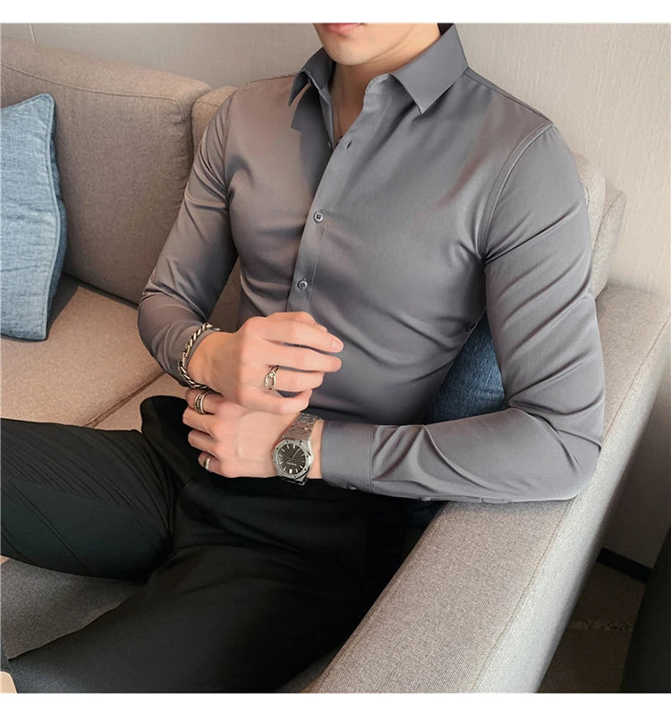 Camisas De Hombre Long Sleeve Shirts For Men Clothing 2024 Business Formal Wear Camisa Social Masculina Slim Fit Chemise Homme