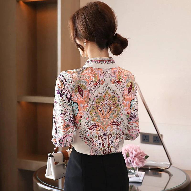 Fashion France style Women's blouses floral printing shirts for ladies Spring Summer blouse long sleeve Tops Blusas Mujer