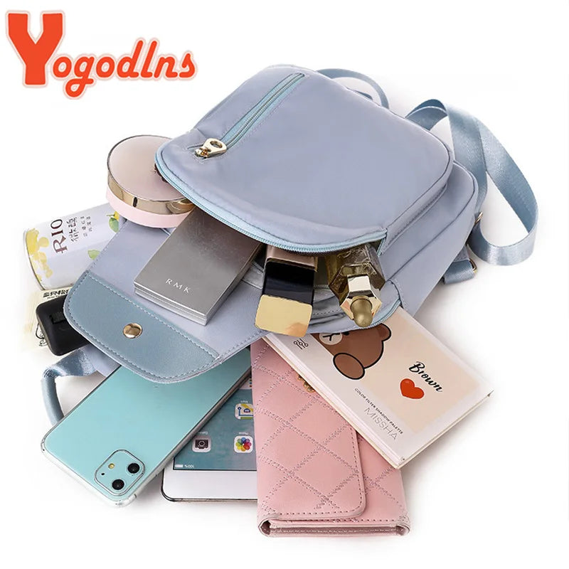 Yogodlns Casual Oxford Backpack Women Large Capacity School Bag Multifunction Crossbody Bag Travel Sports Chest Bag Rucksack