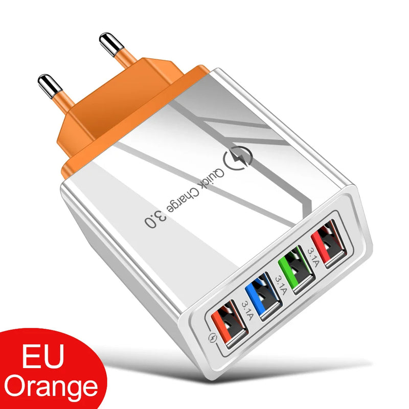 For iPhone 14 USB Charger Quick Charge 3.0 For Samsung Xiaomi mi Tablets Mobile Phone Charger Adapter EU/US Plug Fast Charging