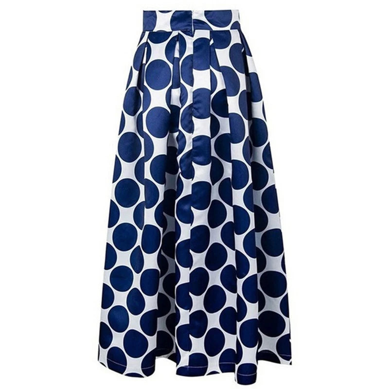 Summer Women A-Line Long Skirt Elegant French Style Retro Skirt Fashion High Waist Slim Polka Dot Large A-Line Skirts