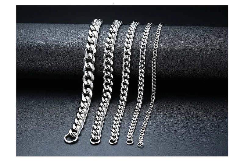 Vnox 3-11mm Chunky Miami Curb Chain Bracelet for Men, Stainless Steel Cuban Link Chain Wristband Classic Punk Heavy Male Jewelry