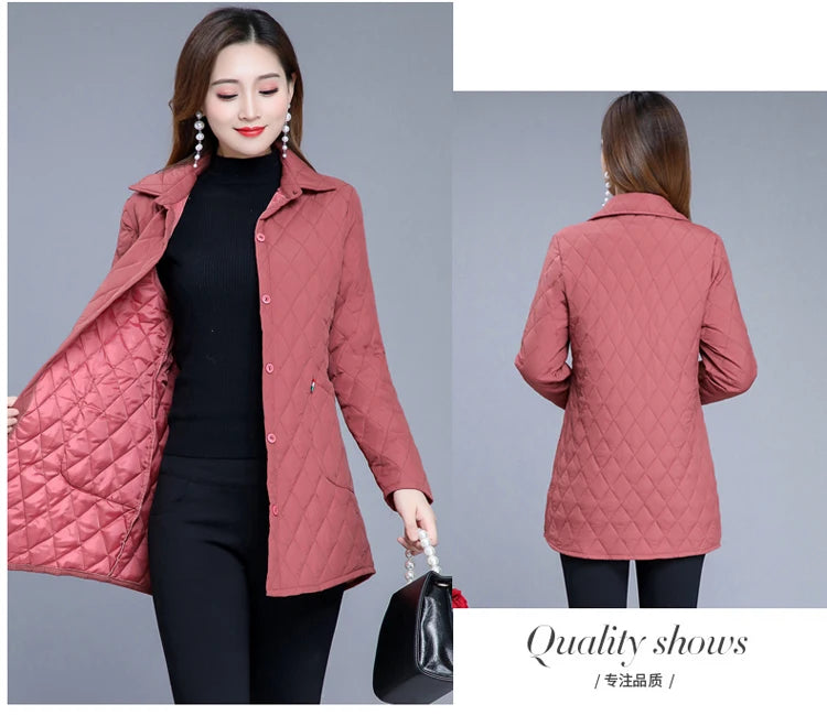 Autumn winter Warm thin quilted jacket Long-sleeved Jacket Parkas new middle age women cotton-padded tops mother Cotton coat