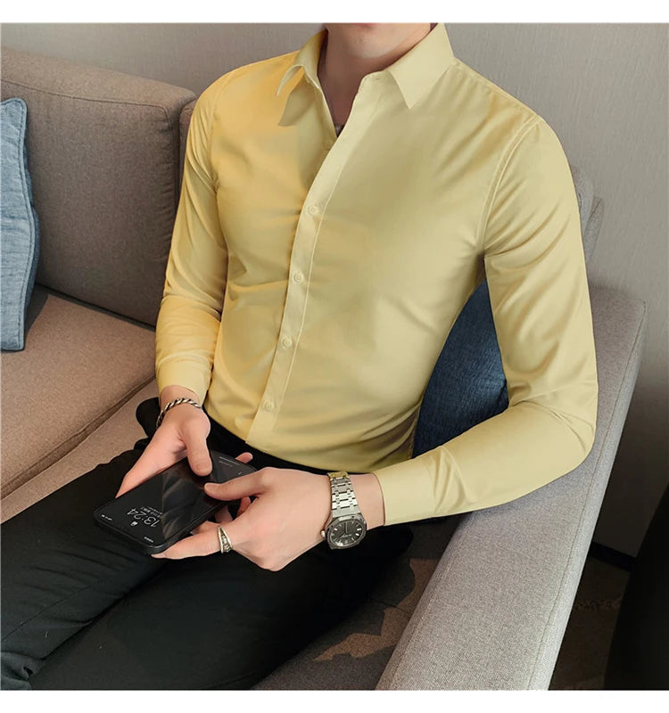 Camisas De Hombre Long Sleeve Shirts For Men Clothing 2024 Business Formal Wear Camisa Social Masculina Slim Fit Chemise Homme