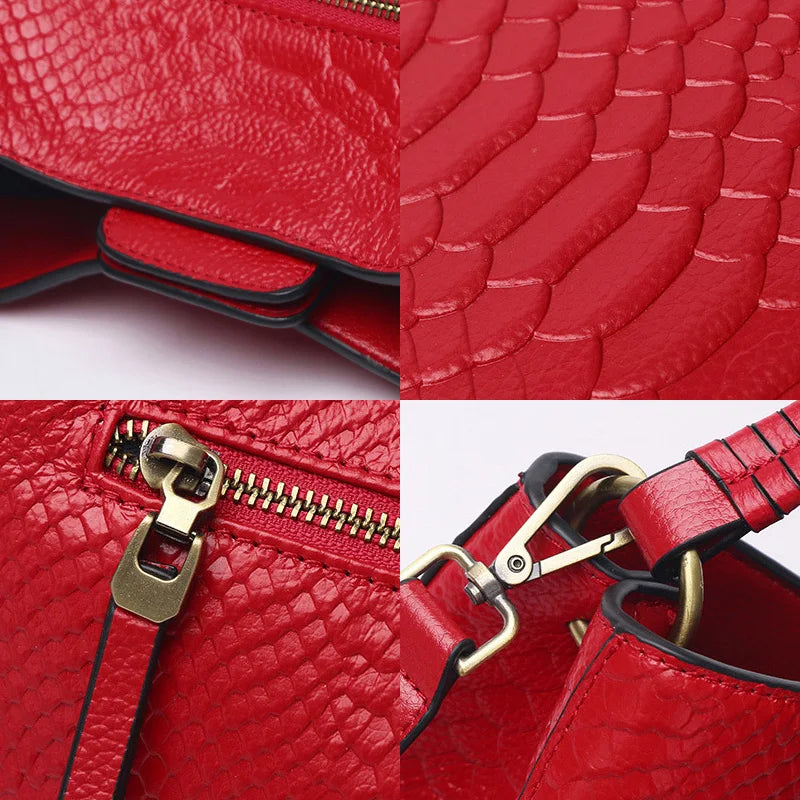 Zency Luxury Women Genuine Leather Handbags Fashion High Quality Female Shoulder Bag New Design Lady Top-Handle Bags