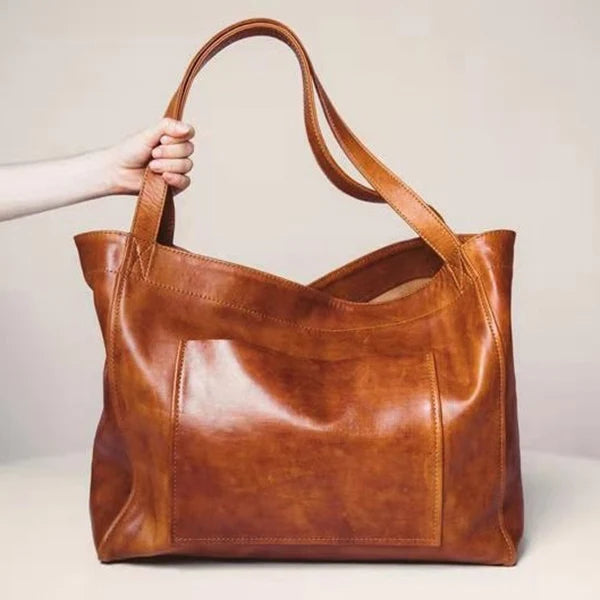 Women's Soft Pu Leather Tote Vintage Shoulder Bag With Big Side Tote Bag Stylish Handbag With Top Handle Bags Bolsa Feminina