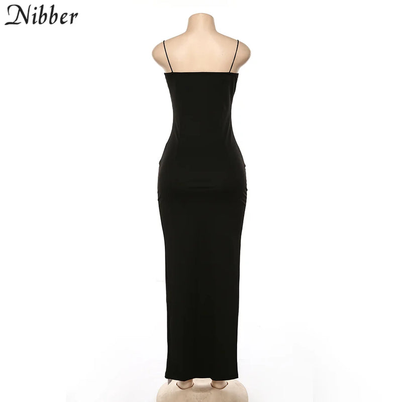 Nibber red black New year christmas party long dresses women spring Basic bodycon lace up stretch Slim midi dresses femme