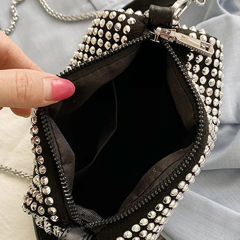 Rhinestone Diamond Chain Crossbdoy Bag Female Portable Small Handbag Women Messenger Bag Fashion Clutch Boston Purse Feminina