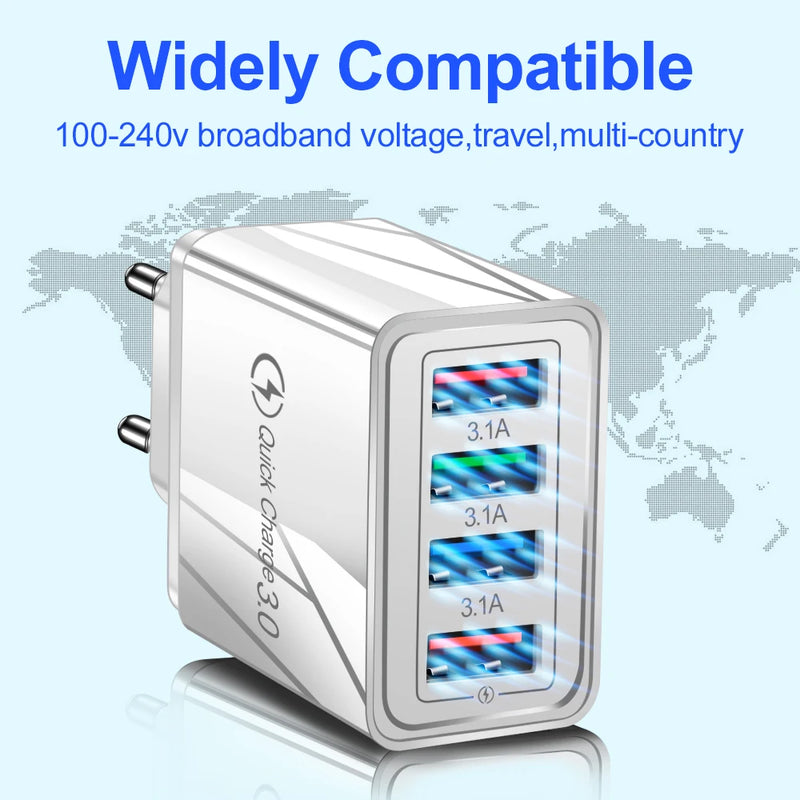 For iPhone 14 USB Charger Quick Charge 3.0 For Samsung Xiaomi mi Tablets Mobile Phone Charger Adapter EU/US Plug Fast Charging