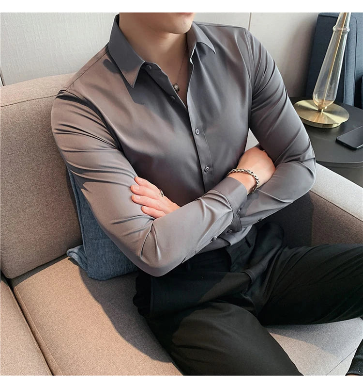 Camisas De Hombre Long Sleeve Shirts For Men Clothing 2024 Business Formal Wear Camisa Social Masculina Slim Fit Chemise Homme