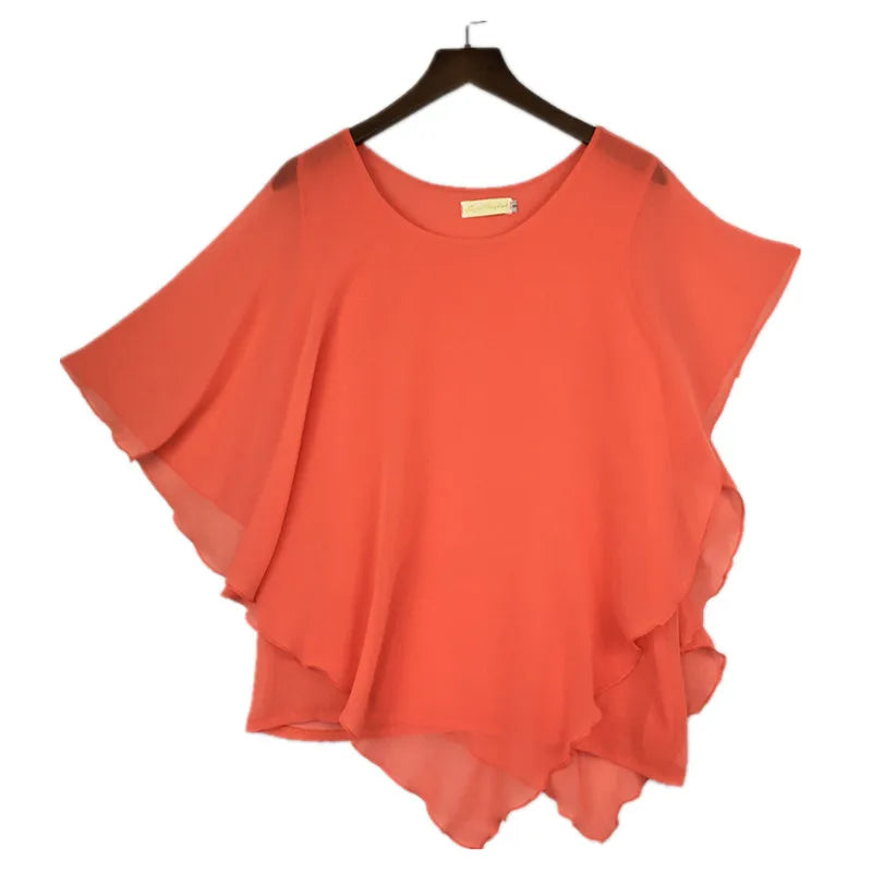 2024 Summer  women Chiffon casual Blouses & shirts blusas,batwing sleeve women chiffon shirt wome clothing