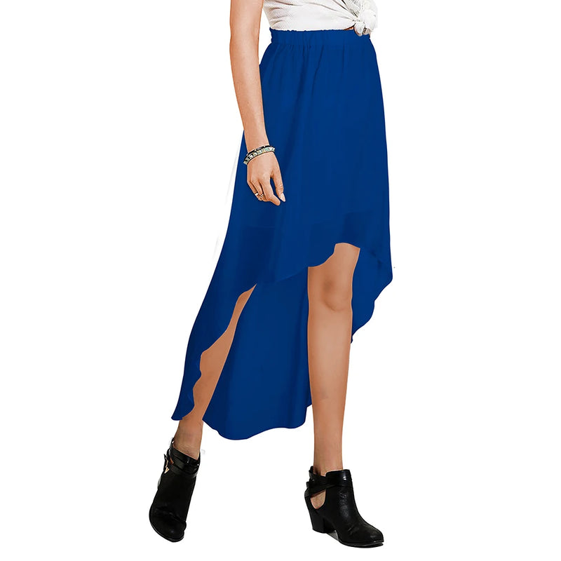 Nice-forever Summer Women Solid Color Swing Elastic Skirt Casual Flare Skirts bty361