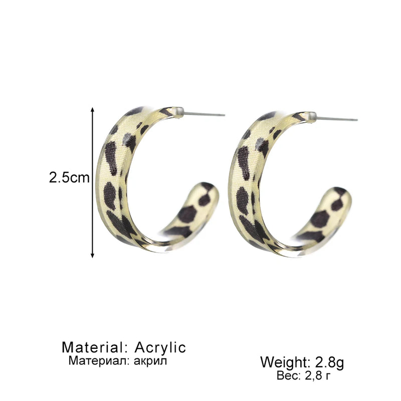 New Korean Statement Earrings for Women Brown Leopard Geometric Hoop Earrings Vintage 2021 Trend Fashion Jewelry Gifts Creative