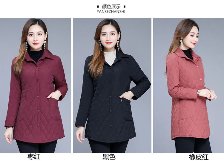 Autumn winter Warm thin quilted jacket Long-sleeved Jacket Parkas new middle age women cotton-padded tops mother Cotton coat