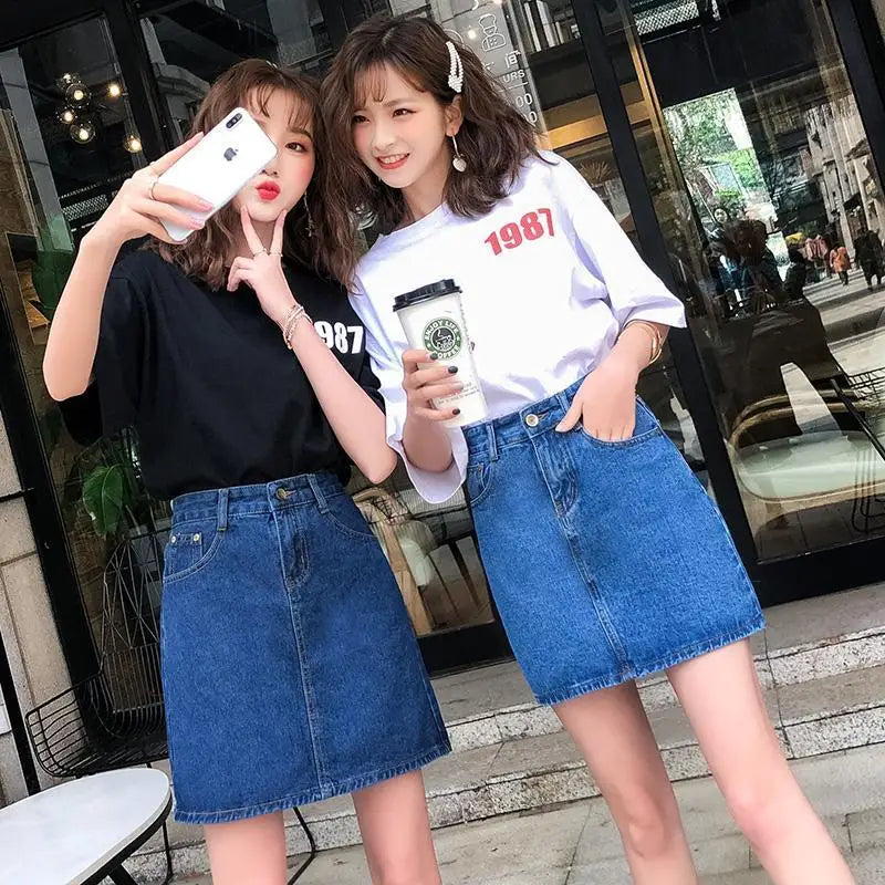 Black High Waist Denim Skirt for Women Summer Short Skirt Woman Skirts Mujer Faldas Saias Mulher