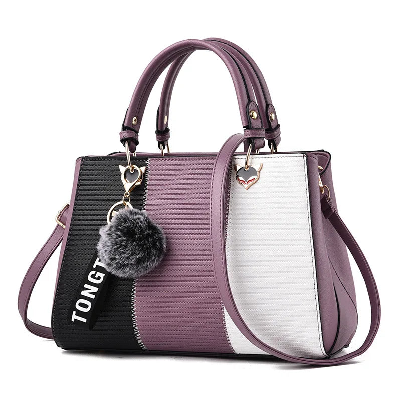 2021 new fashion hit color handbag all-match hair ball pendant shoulder messenger bag European beauty bag