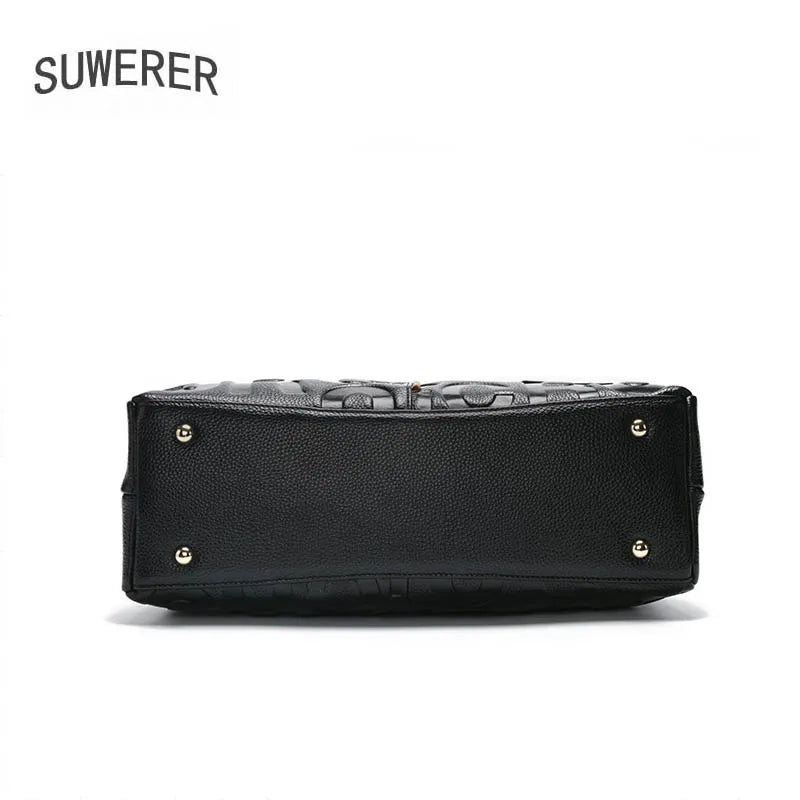 SUWERER New Women Genuine Leather bag Luxury famous brand women real cowhide bag fashion tote bag women leather shoulder bag