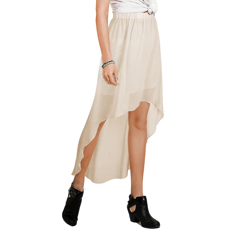 Nice-forever Summer Women Solid Color Swing Elastic Skirt Casual Flare Skirts bty361