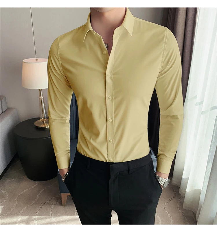 Camisas De Hombre Long Sleeve Shirts For Men Clothing 2024 Business Formal Wear Camisa Social Masculina Slim Fit Chemise Homme