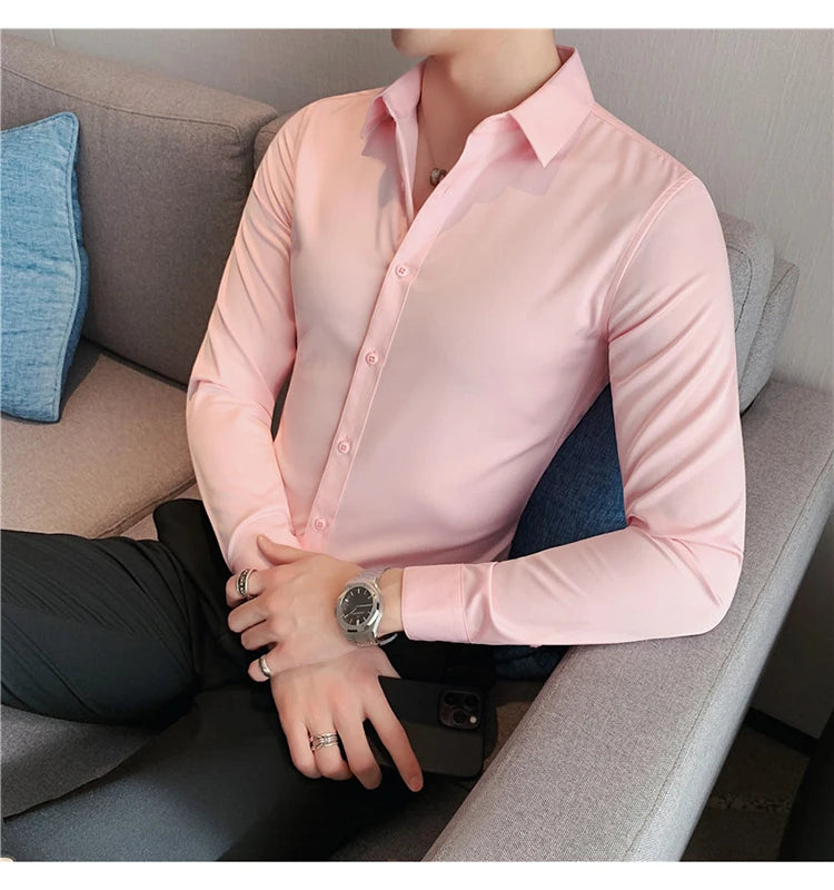 Camisas De Hombre Long Sleeve Shirts For Men Clothing 2024 Business Formal Wear Camisa Social Masculina Slim Fit Chemise Homme