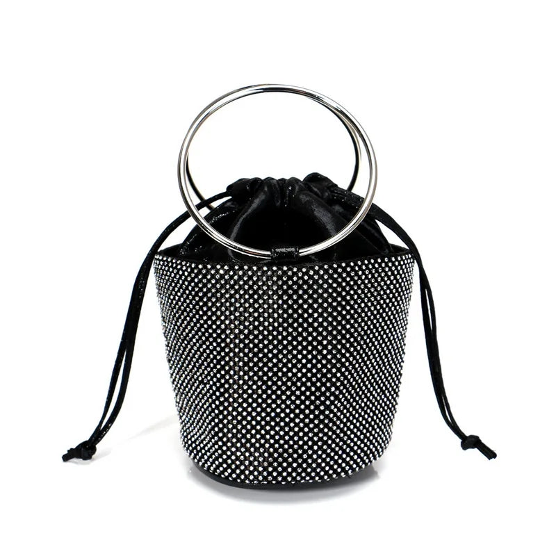 SEKUSA new design women evening bags rhinestones bucket ladies clutch purse ladies handbags