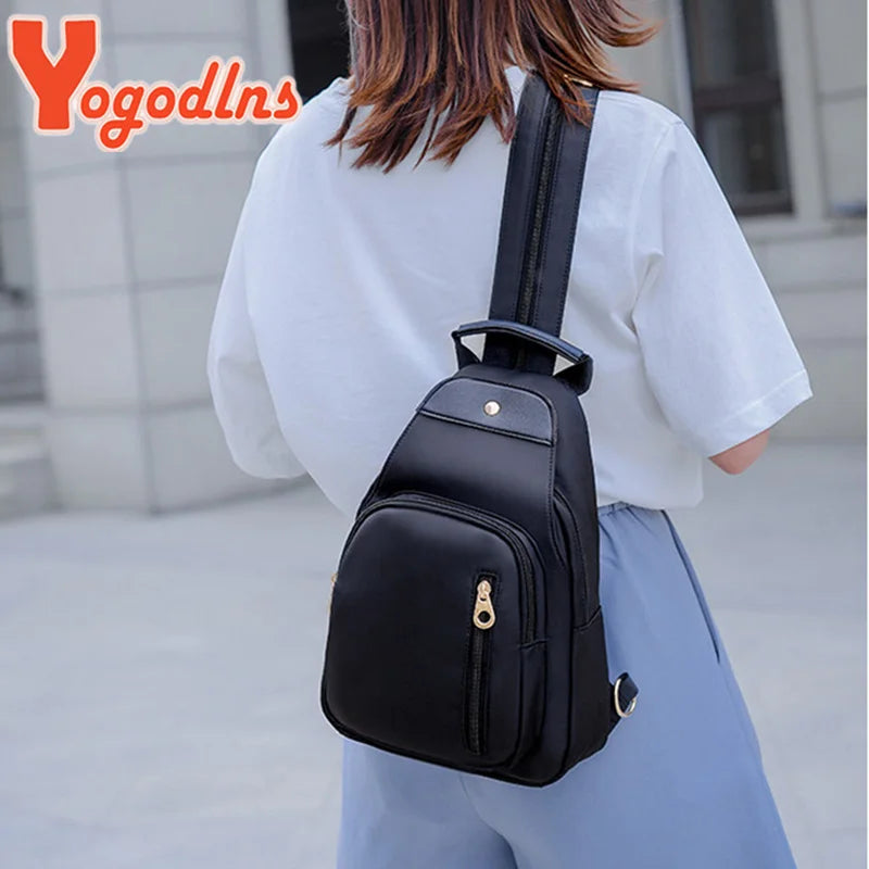 Yogodlns Casual Oxford Backpack Women Large Capacity School Bag Multifunction Crossbody Bag Travel Sports Chest Bag Rucksack