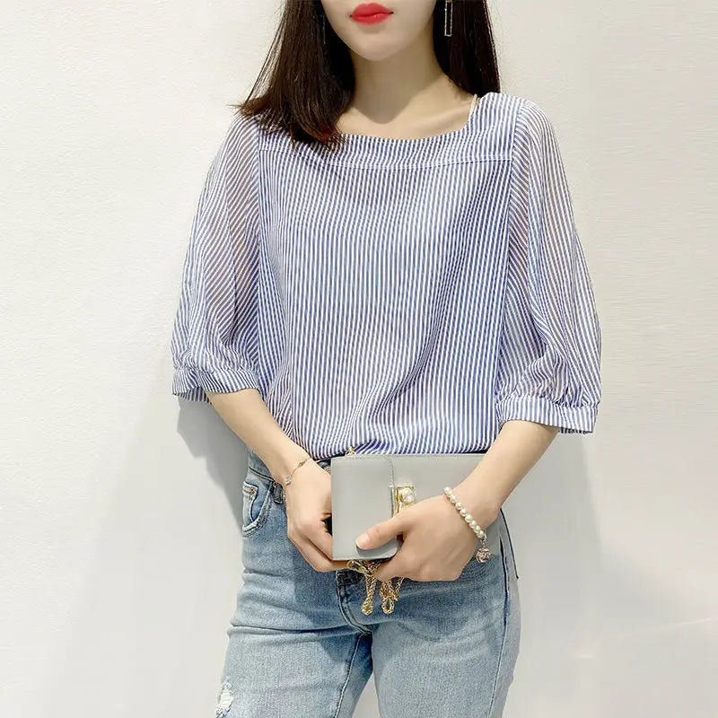 Blouses Women Fashion Solid Backless Summer Simple Camisa De Gasa All-match Work-Wear Classic Female Ins Harajuku Streetwear BF